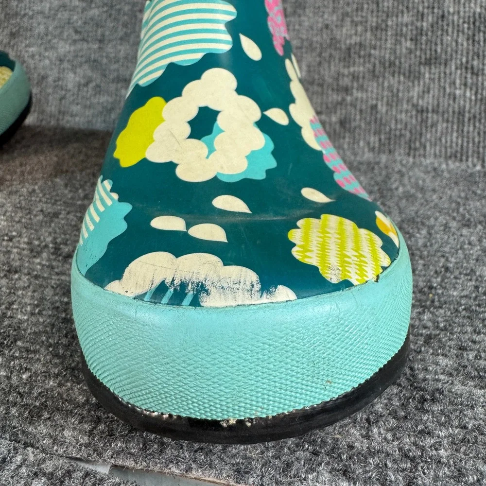 Bogs Rainit Clouds Teal Green Waterproof Rain Boots Youth Size 3 72379-440